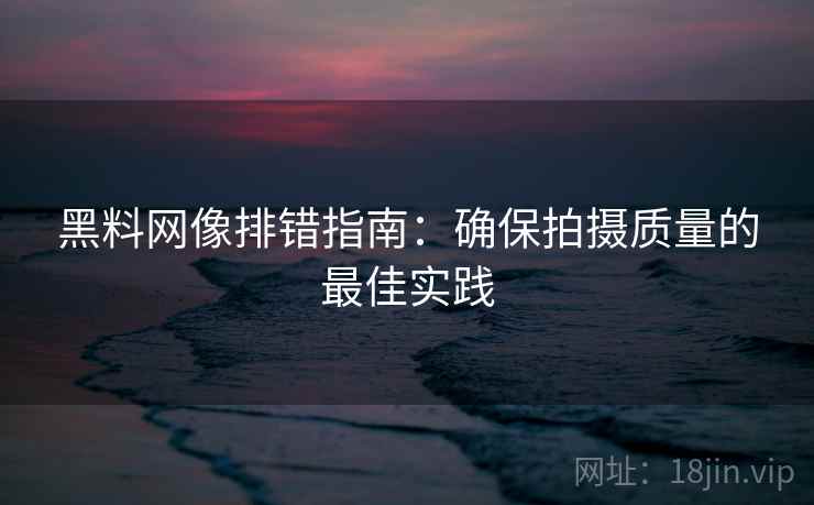 黑料网像排错指南：确保拍摄质量的最佳实践